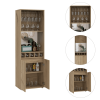 Prana Bar Cabinet, Two Shelves, Five Built-in Wine Rack, Double Door -Light Oak