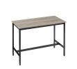 Pub High Dining Table 5 Piece Set, Industrial Style Pub Table, 4 PU Leather Bar Chairs for Kitchen Breakfast Table, Living Room, Bar, Rustic Grey