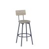 Pub High Dining Table 5 Piece Set, Industrial Style Pub Table, 4 PU Leather Bar Chairs for Kitchen Breakfast Table, Living Room, Bar, Rustic Grey