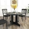 Dining Table for Farmhouse Kitchen 59x43 Inch Expandable Oval Table Top with Removable Leaf Trestle X Shaped Base Black
