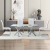 Large Modern Minimalist Rectangular Glass Dining Table for 6-8 with 0.39" Tempered Glass Tabletop and Silver Chrome Metal Legs