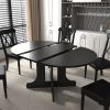 Dining Table for Farmhouse Kitchen 59x43 Inch Expandable Oval Table Top with Removable Leaf Trestle X Shaped Base Black