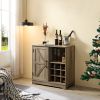 Farmhouse Coffee Bar Cabinet Bar Cabinet with Wine Rack Barn Door Buffet Sideboard Cabinet with Drawer, Adjustable Storage Shelves, Living Room