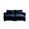 Corduroy Two-Seater Sofa with 2 Storage Footrest, 2 Seater Sectional deep seat sofa,Comfy Couches for Living Room ,Bule Sofa