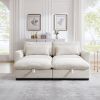 Corduroy Two-Seater Sofa with 2 Storage Footrest, 2 Seater Sectional deep seat sofa,Comfy Couches for Living Room ,Beige Sofa