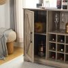 Farmhouse Coffee Bar Cabinet Bar Cabinet with Wine Rack Barn Door Buffet Sideboard Cabinet with Drawer, Adjustable Storage Shelves, Living Room