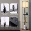 Floor Lamp with Shelves; Modern Tall Lamps with Charging Station-2 USB Ports& 1 Power Outlet - Lamps for Living Room; Bedrooms& Office-Black