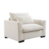 Beige Corduroy Deep Seat Single Sofa Accent Chair,Deep Seat Couch with Waist Pillow for Living Room/Apartment/Office