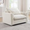 Beige Corduroy Deep Seat Single Sofa Accent Chair,Deep Seat Couch with Waist Pillow for Living Room/Apartment/Office