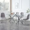 Large Modern Minimalist Rectangular Glass Dining Table for 6-8 with 0.39" Tempered Glass Tabletop and Silver Chrome Metal Legs