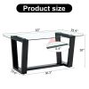Seating 6-8 people, this modern, minimalist rectangular dining table features a tempered glass top and a sleek black MDF stand. Suitable for kitchen