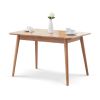 Natural solid oak round corner diagonal leg telescopic table 1.2-1.6m, for 6-8 people to meet Dining table wood (light color)