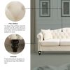 [Video] 79" Chesterfield Sofa Beige Velvet for Living Room, 3 Seater Sofa Tufted Couch with Rolled Arms and Nailhead for Living Room, Bedroom, Office
