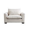 Beige Corduroy Deep Seat Single Sofa Accent Chair,Deep Seat Couch with Waist Pillow for Living Room/Apartment/Office