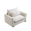 Beige Corduroy Deep Seat Single Sofa Accent Chair,Deep Seat Couch with Waist Pillow for Living Room/Apartment/Office