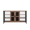 Wine Bar Cabinet for Liquor and Glasses, Rustic Wood Wine Bar Cabinet with Storage , Multifunctional Floor Wine Cabinet for Living Room(55 Inch