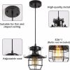 Vintage Farmhouse Pendant Light Rustic Metal Caged Pendant Lights Black Cage Hanging Lamp for Kitchen Island Entryway Bedrooms Living Room Barn