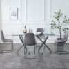 Large Modern Minimalist Rectangular Glass Dining Table for 6-8 with 0.39" Tempered Glass Tabletop and Silver Chrome Metal Legs