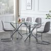 Large Modern Minimalist Rectangular Glass Dining Table for 6-8 with 0.39" Tempered Glass Tabletop and Silver Chrome Metal Legs