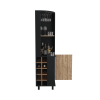 Kaia Corner Bar Cabinet, Two Shelves, Ten Built-in Wine Rack, Single Door Cabinet, Two interior Shelves, -Black / Pine