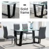Seating 6-8 people, this modern, minimalist rectangular dining table features a tempered glass top and a sleek black MDF stand. Suitable for kitchen