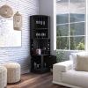 Kava Being Corner Bar Cabinet, Glass Rack, Double Door Cabinet, Eight Built-in Wine Rack-Black